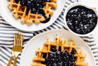 Bright Gluten-Free Lemon Poppyseed Waffles with Vanilla Blueberry Sauce