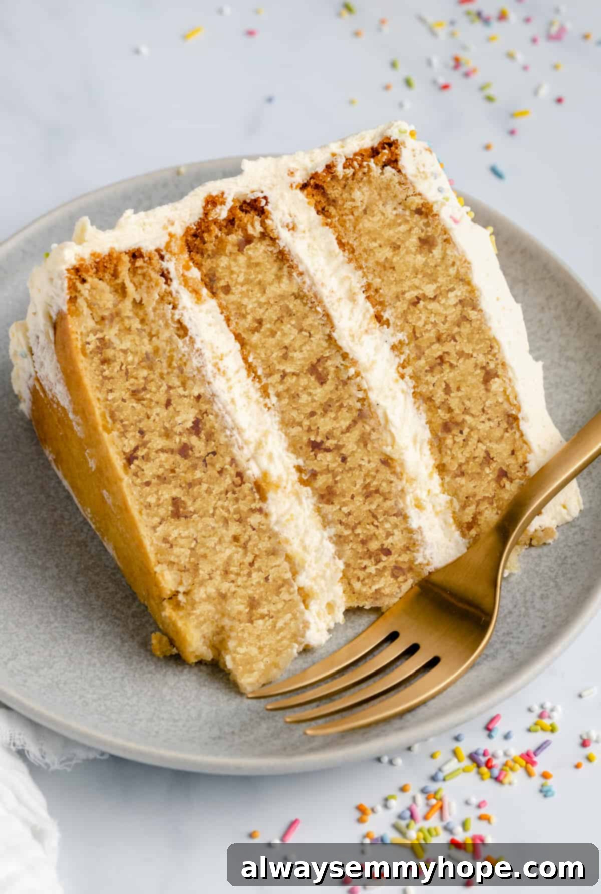 Classic Vegan Vanilla Cake with Buttercream Frosting 1 featured 34607