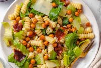 Zesty Caesar Pasta Salad with Crunchy Chickpeas
