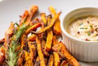 Golden Roasted Carrot Fries and Spicy Harissa Tahini
