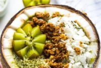 Tropical Coconut Kiwi Green Smoothie Bowl