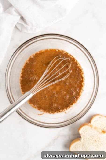 Whisking vegan pumpkin custard for French toast