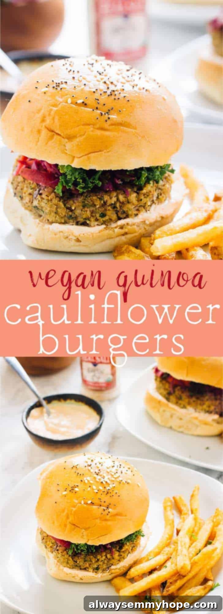 These Vegan Quinoa Cauliflower Burgers have been a HIT every time we make them! They are filling, delicious and so easy to make in large batches! via https://jessicainthekitchen.com