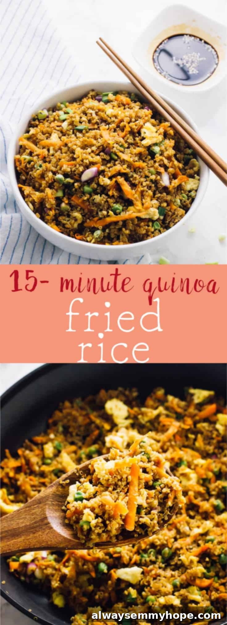Speedy 15 Minute Quinoa Fried Rice 9 This Quinoa Fried Rice tastes just like regular fried rice except it's even better! Great texture, fantastic flavor, and it only takes 15 minutes to make! via https://jessicainthekitchen.com