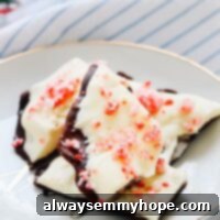 Pieces of chocolate bark on a white plate.
