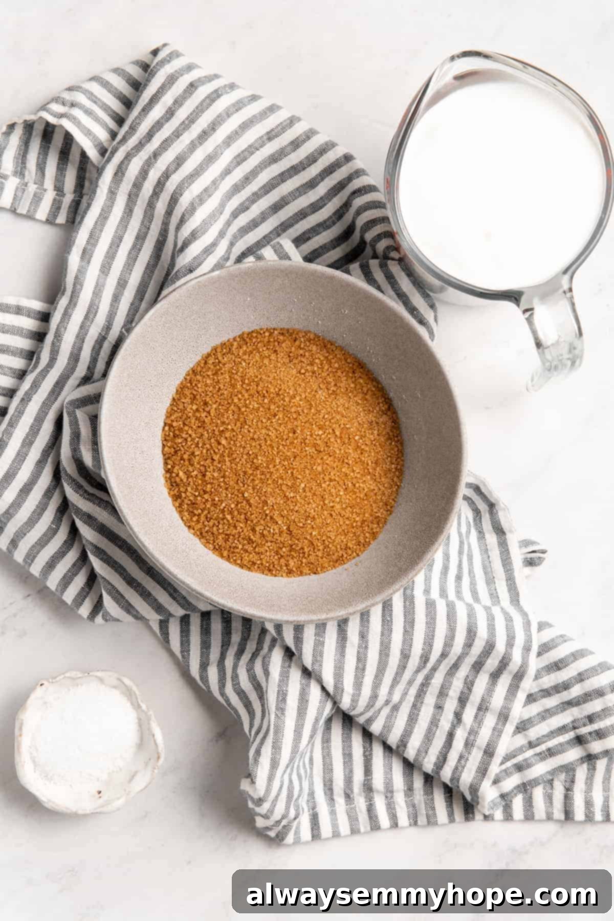 Simple Plant-Based Caramel 3 Three key ingredients for vegan caramel sauce: sugar, a can of full-fat coconut milk, and a small dish of sea salt.