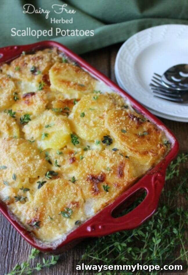 Vegan Christmas Delights: 50 Festive Plant-Based Meals 13 Dairy free scalloped potatoes in a red baking dish.