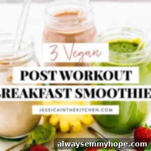 7 Simple and Speedy Vegan Banana Smoothies 9 Smoothies on a white background with fruit.