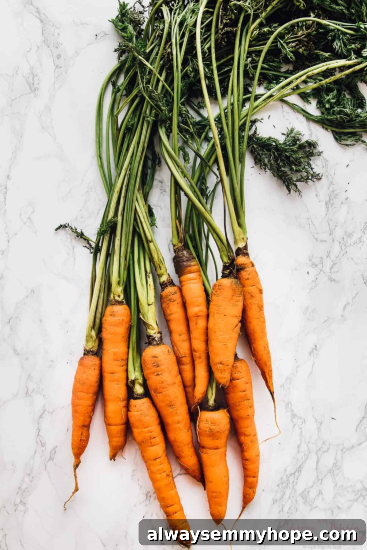 Quick Vegan No Bake Carrot Cake Energy Bites 3 Top down sot of raw carrots on a white table.