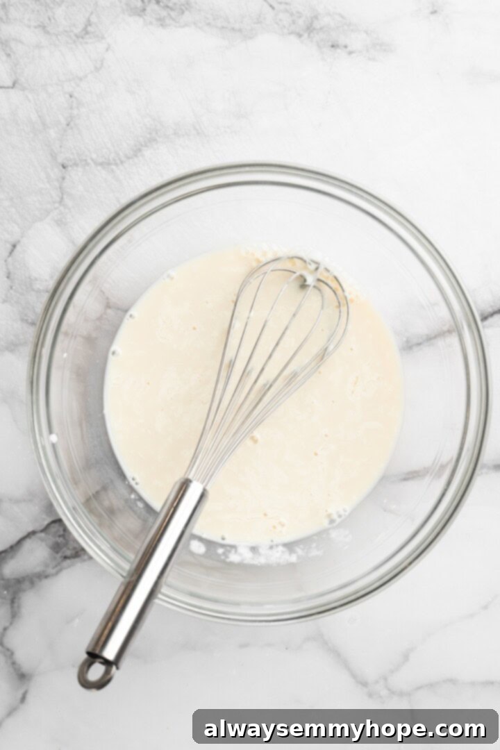Vegan buttermilk in bowl with whisk