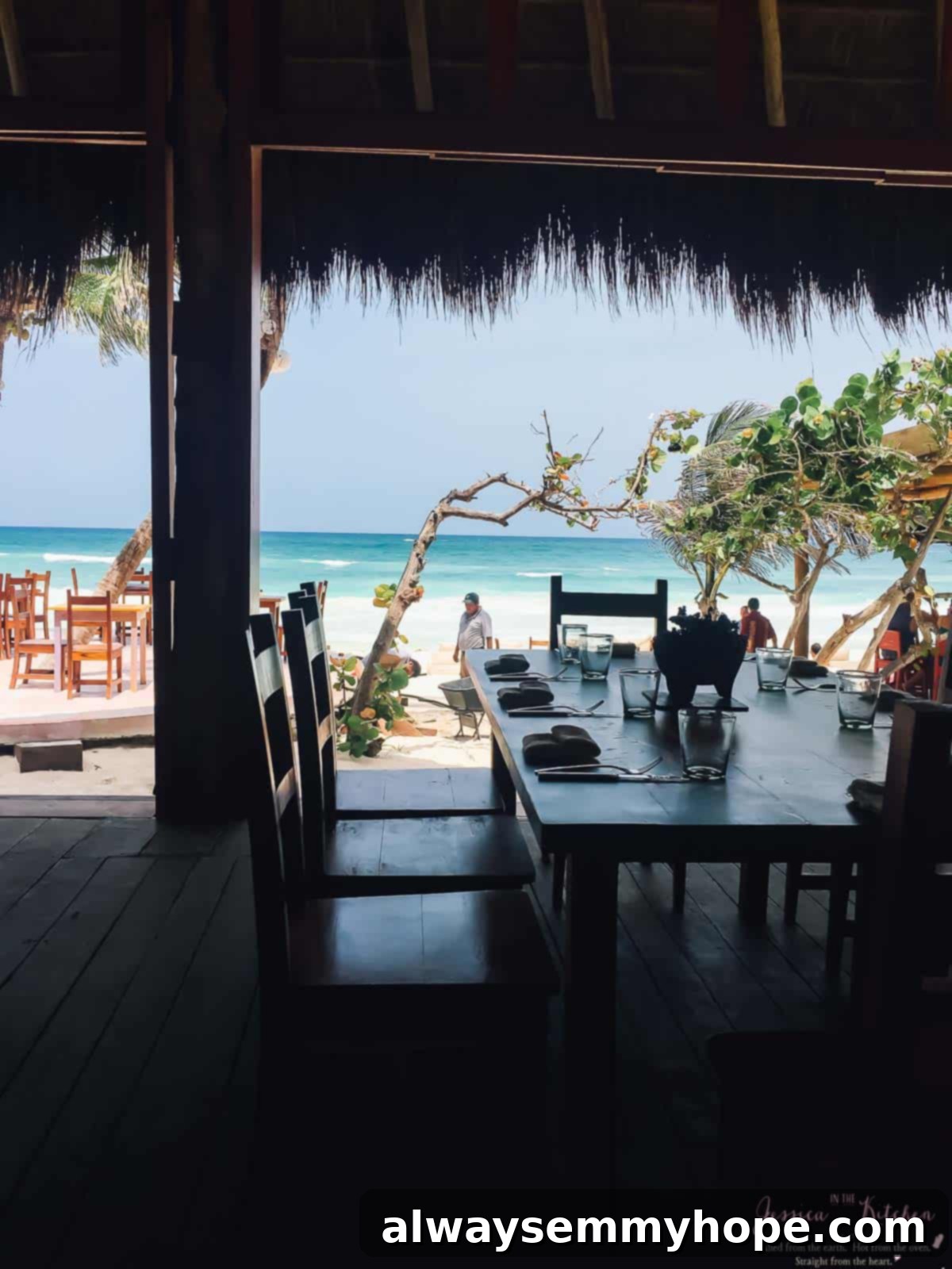 Tulum Eats Your Essential Food and City Guide 4 Inside a restaurant looking out to the beach.
