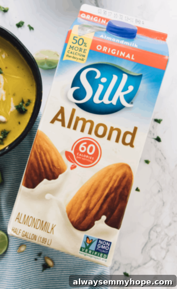 Top down view of a carton of almond milk. 