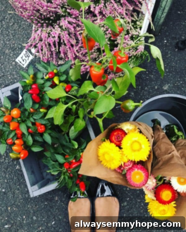 Your Essential Guide to London Food and Exploration 16 Top-down view of vibrant flowers elegantly displayed in a bustling market.