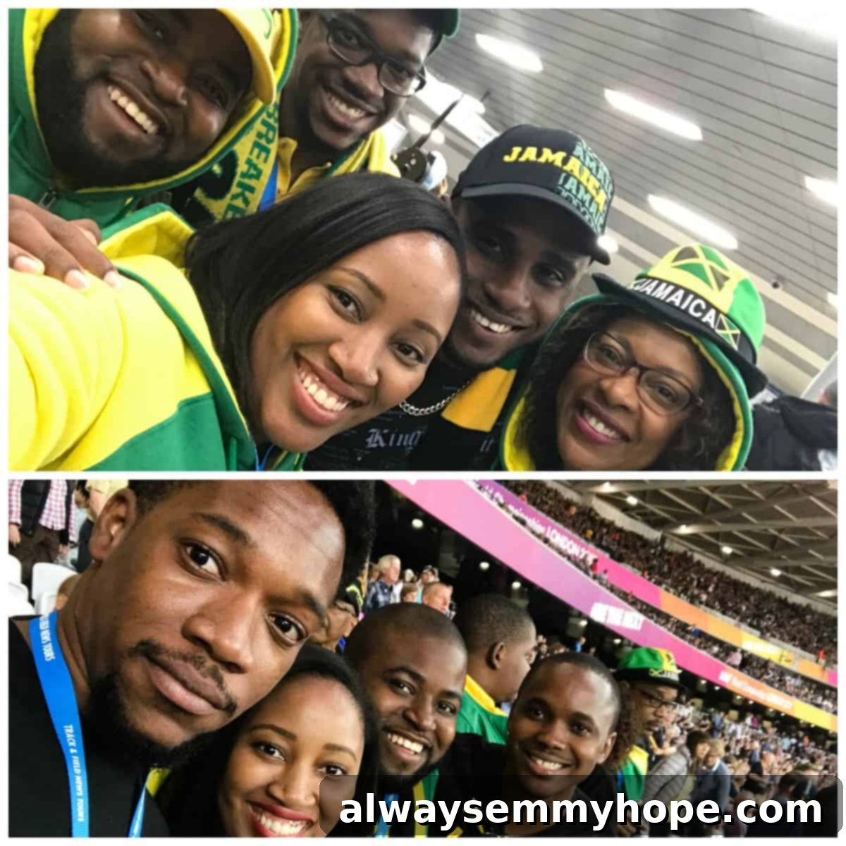 Your Essential Guide to London Food and Exploration 22 Jessica in a bustling sports arena, taking a joyful selfie amidst the excitement.