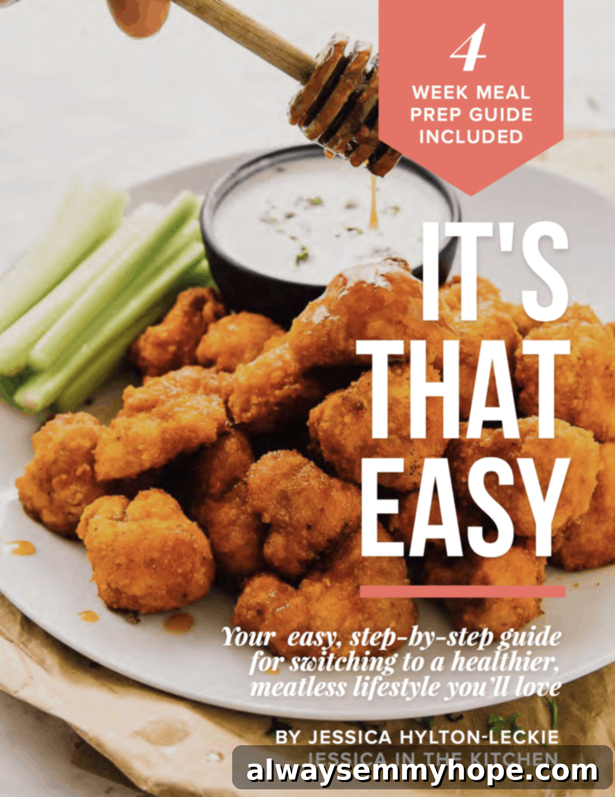 Drizzling honey on a batch of cauliflower wings.