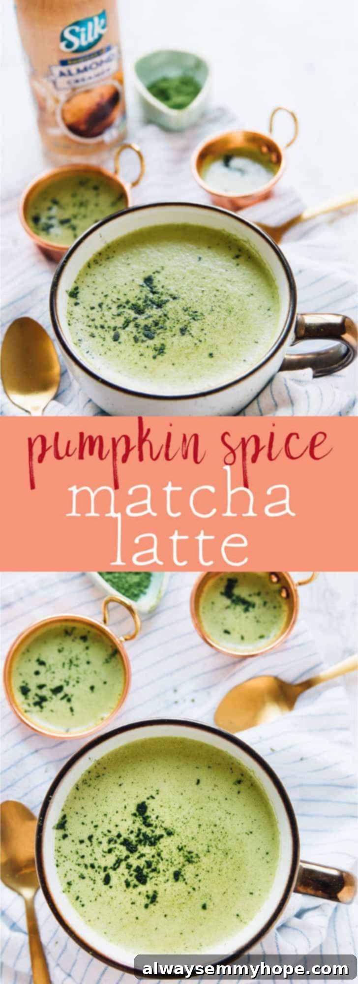 Pumpkin Spice Vegan Matcha Latte 2 A tall, slender image of a Pumpkin Matcha Latte, emphasizing its seasonal charm and energizing qualities, ideal for sharing on social media.