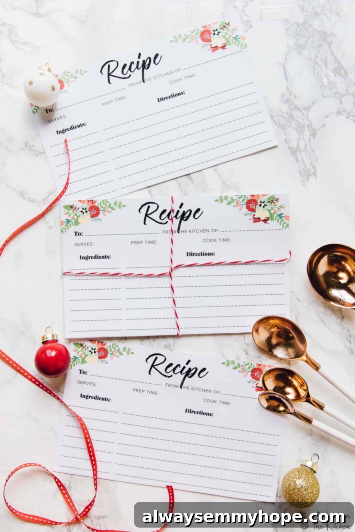 Free Printable Recipe Cards, Just For You 2 Recipe cards on a table.