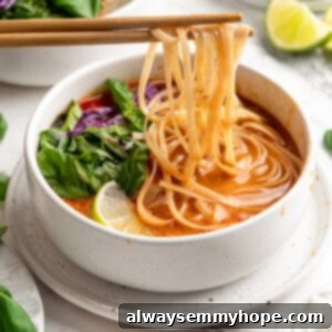 Siam Coconut Curry Bliss 2 Thai coconut curry soup with noodles in bowl