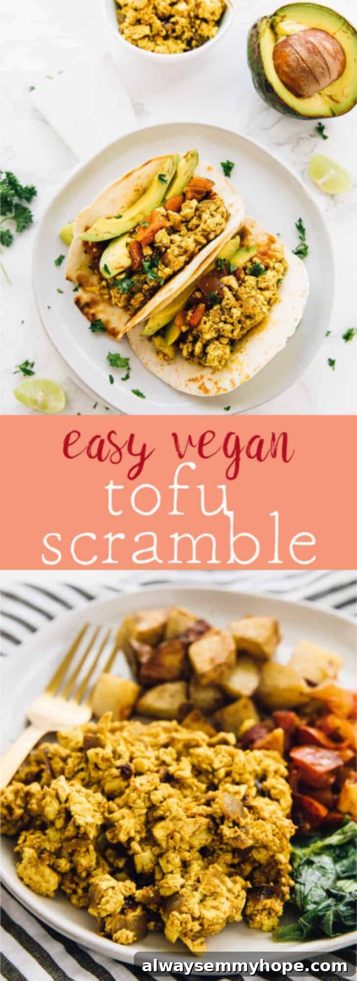This Easy Tofu Scramble will become your new vegan breakfast idea!! It's beyond simple to make and you can even make it into breakfast tacos! via https://jessicainthekitchen.com 