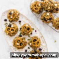 Chewy Peanut Butter Banana Oatmeal Cookies 2 Overhead view of peanut butter banana oatmeal cookies on a plate and wire rack.