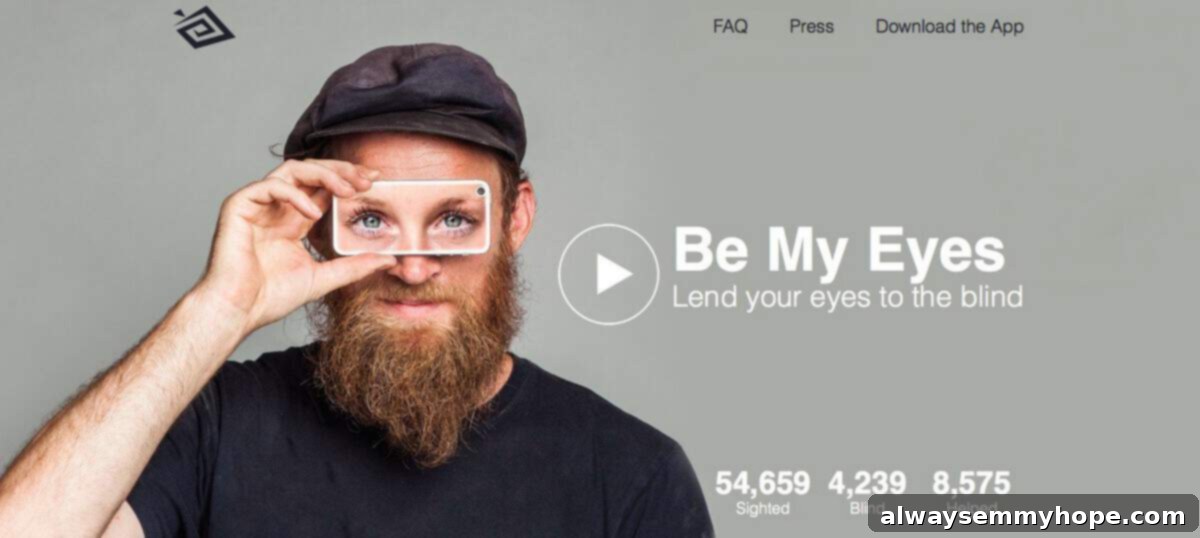 Screen grab of the app called be my eyes. 