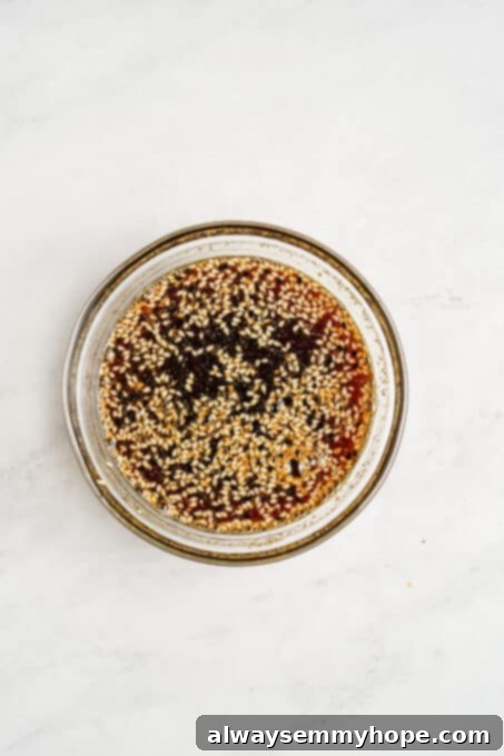 A bowl of freshly mixed maple ginger sauce, ready for the noodles.