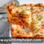 A serving of cheesy vegan lasagna.