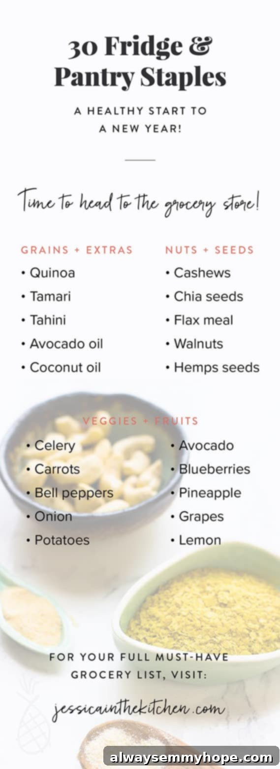 Kickstart Your New Year Health: 30 Must-Have Kitchen Staples 2 A graphic of pantry staples.