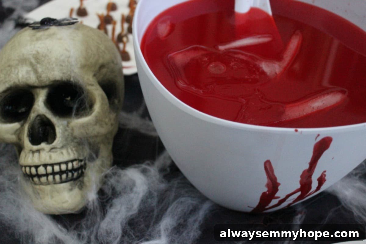 Bloody Hands Punch Halloween DIY Snacks.