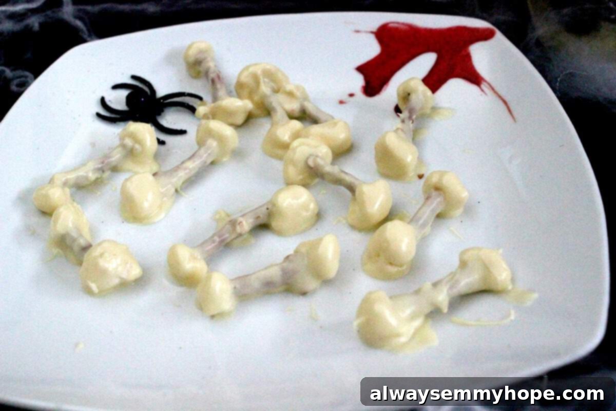 "Bones" made of candy and pretzels.