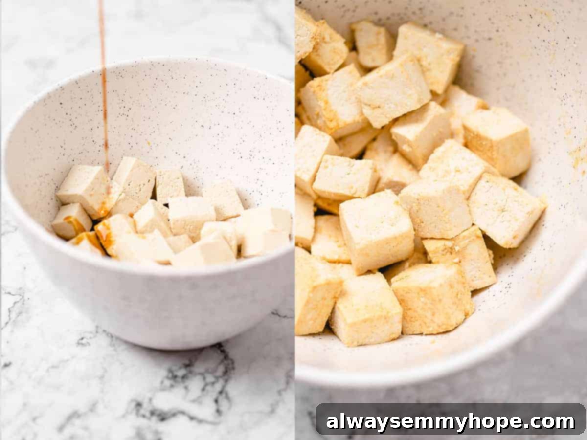 Preparing Tofu Marinade Ingredients mixing of tofu soy sauce ingredients