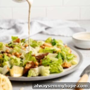 Effortless Vegan Caesar Salad 2 Vegan caesar salad with caesar dressing.
