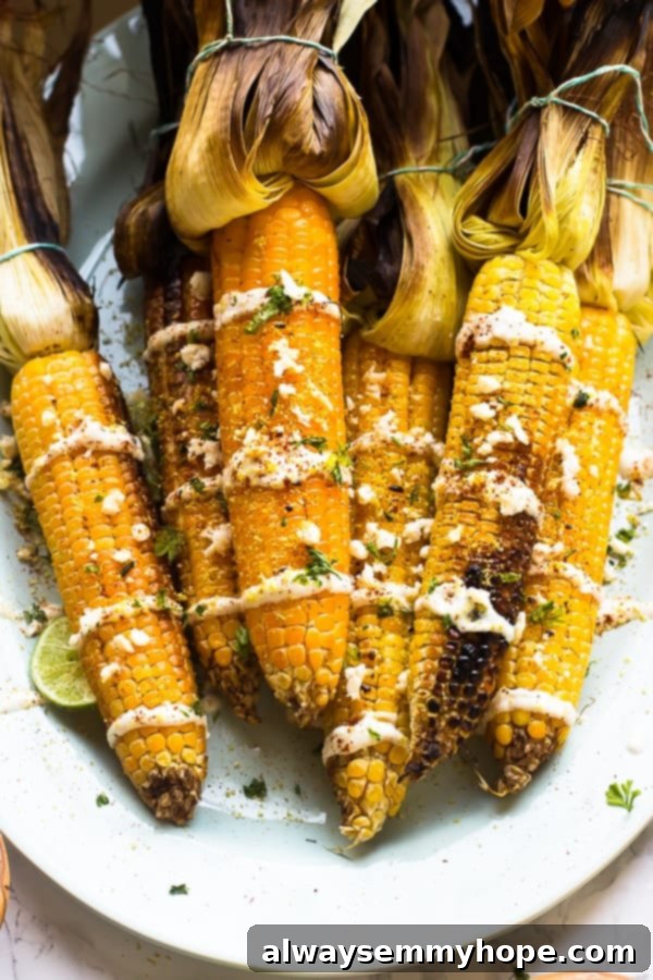 Sizzling Summer: 10 Vegan Grill Ideas 7 Top down view of grilled corn on the cobb.