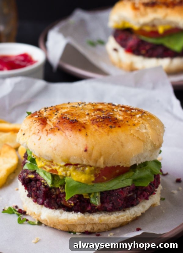 Sizzling Summer: 10 Vegan Grill Ideas 9 a veggie beet burger on parchment.
