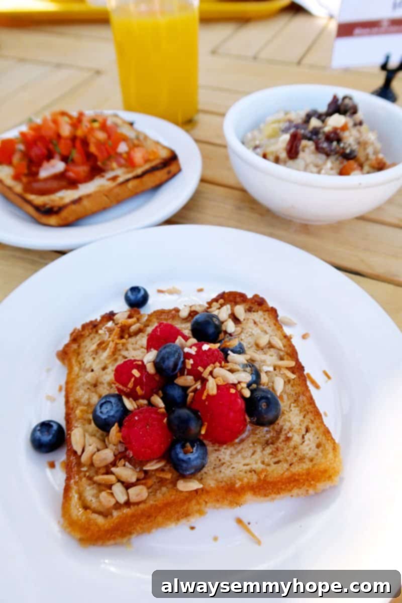 Mixed berries on toast, a healthy breakfast option at Rancho La Puerta.