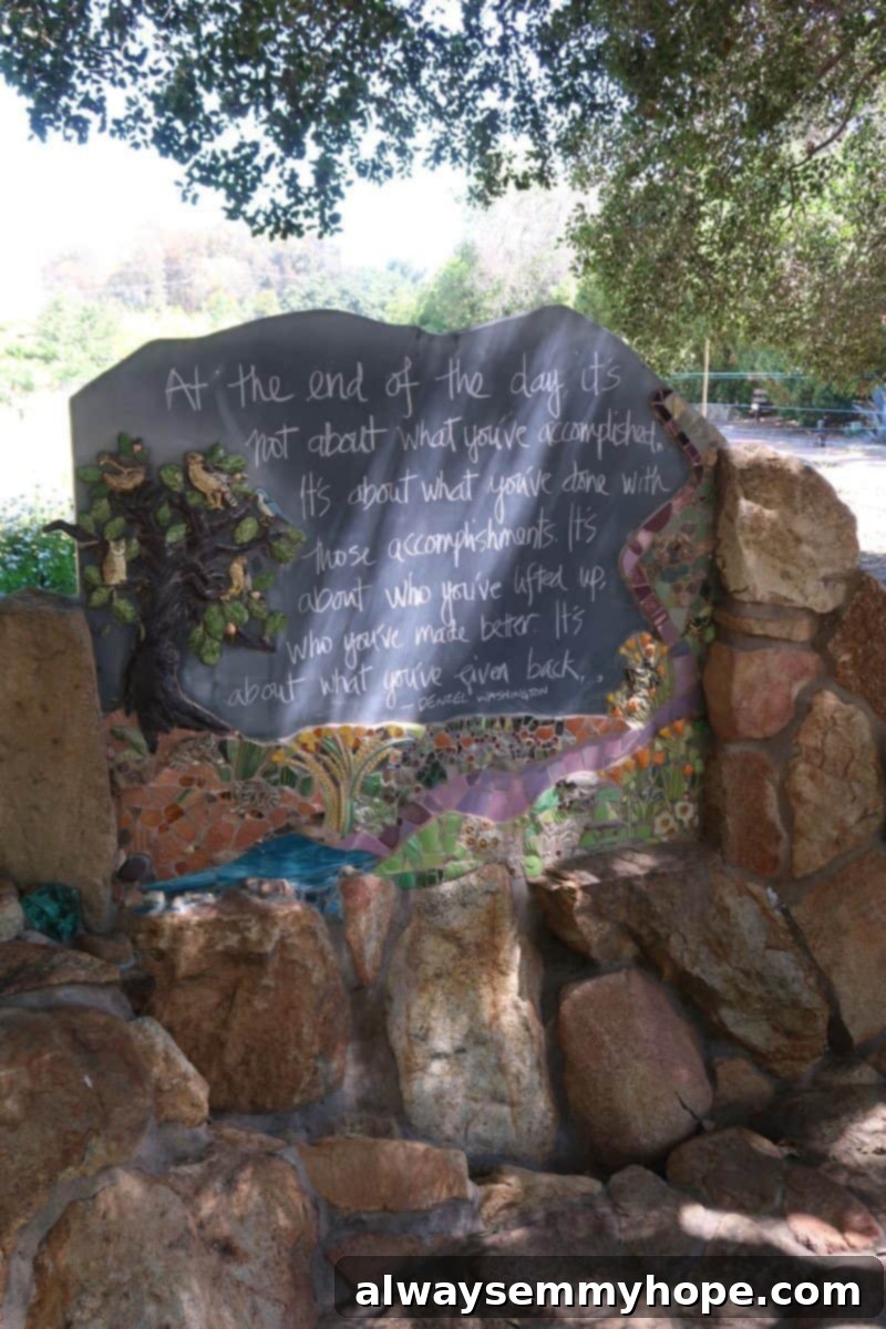 A message written on a rock wall at Rancho La Puerta: 'You can turn anything into a paradise or a prison.'