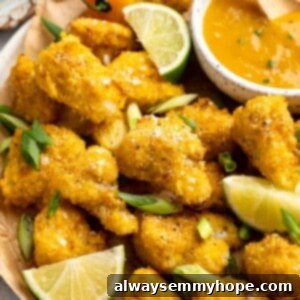 Tropical Heat Cauliflower Wings 2 Mango habanero cauliflower wings in large serving bowl