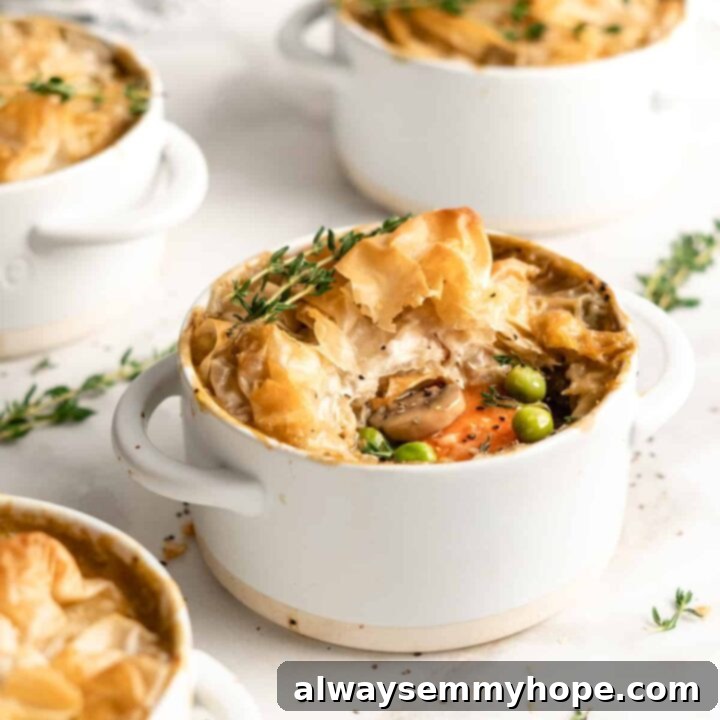 80+ Vegan Thanksgiving Feast Recipes 19 Individual vegan pot pies with a golden, flaky crust and a rich, vegetable filling, perfect for a cozy holiday.