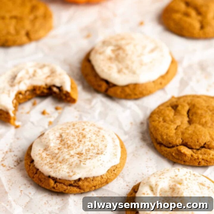 80+ Vegan Thanksgiving Feast Recipes 72 Soft-batch vegan pumpkin sugar cookies, topped with a creamy frosting, perfect for a fall treat.
