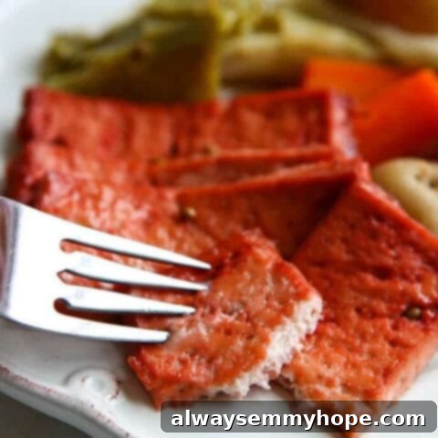 25 Festive Vegan Recipes for St. Patrick's Day 21 Sliced Vegan Corned Beef on a plate.