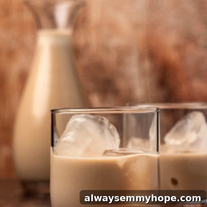 25 Festive Vegan Recipes for St. Patrick's Day 25 Homemade Vegan Baileys in a glass with ice, garnished with mint.