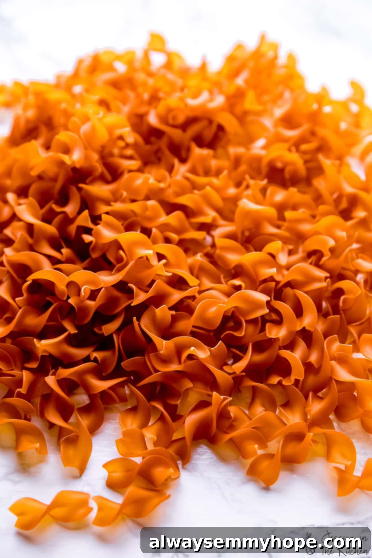 A batch of dried pasta.
