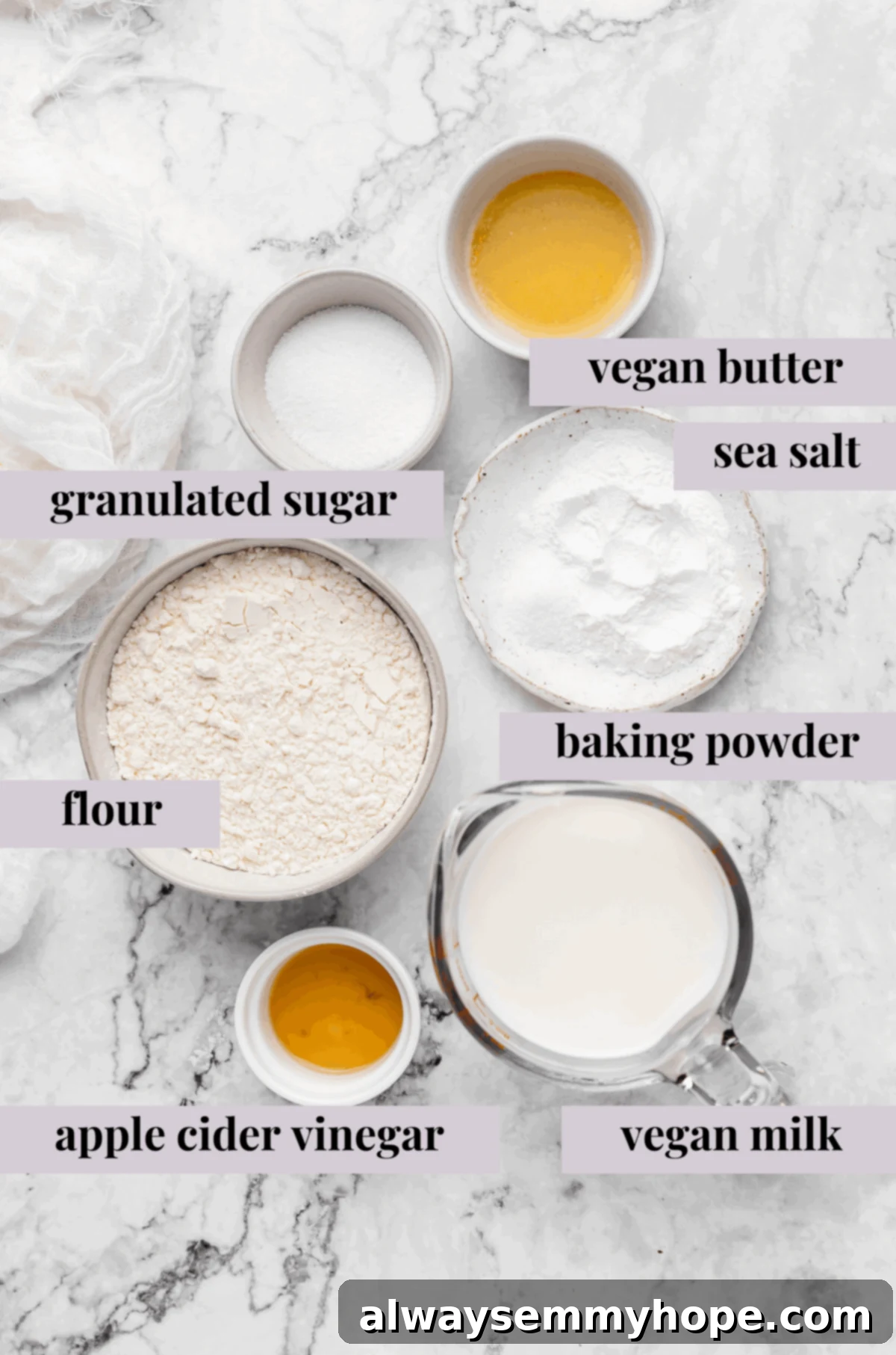 Ingredients for vegan pancakes.