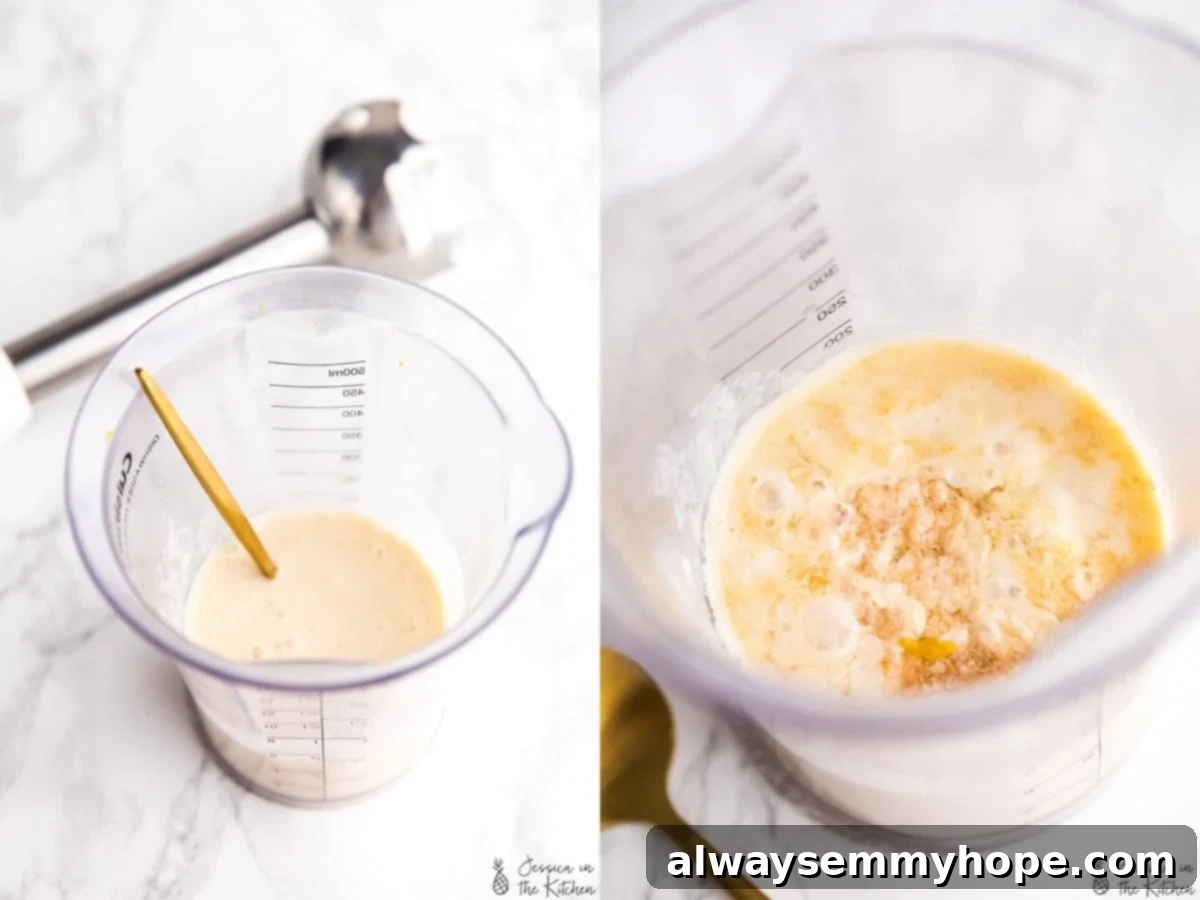 Step by step photos of making mayo.