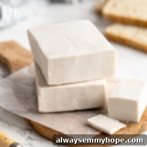 Homemade vegan butter stacked on cutting board