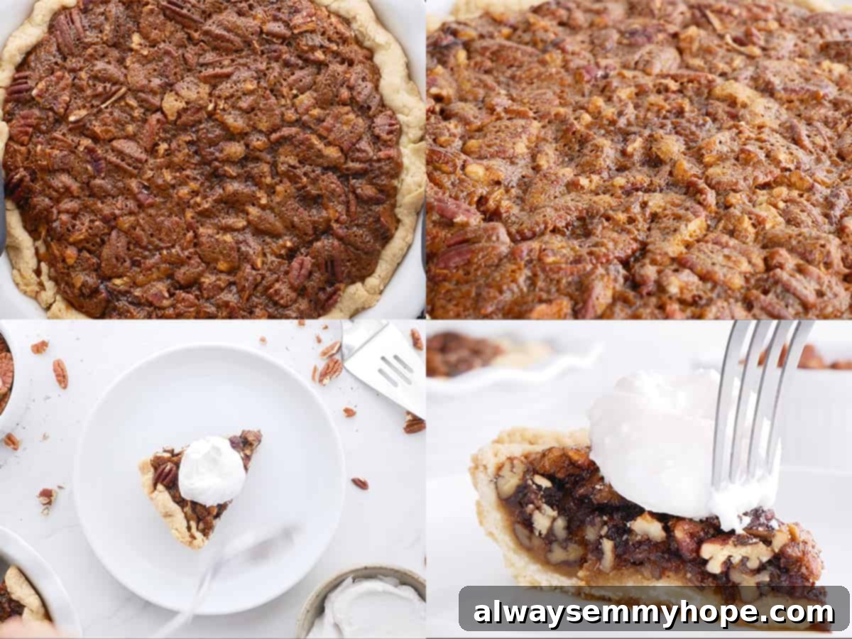 step by step showing the baked and cooled pie