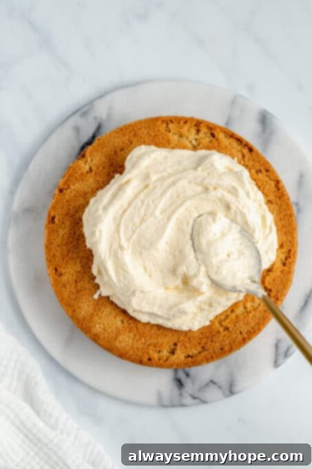 The perfect consistency: creamy and smooth vegan buttercream frosting for your layering needs. Close-up of smooth vegan buttercream frosting being prepared in a mixing bowl, showcasing its creamy texture.