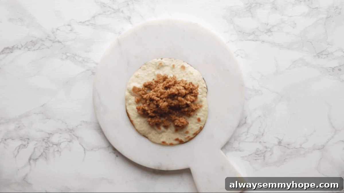 Irresistible Vegan Tacos 11 A tortilla generously filled with savory ground walnut meat.