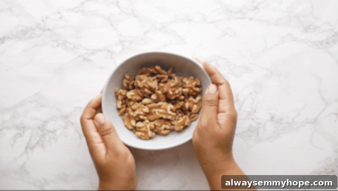 Irresistible Vegan Tacos 5 Raw walnuts resting in a bowl, prepared for soaking.