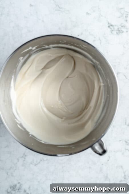 The mixture of vegan cream cheese and coconut cream, now perfectly blended into a silky-smooth consistency for the cheesecake filling.